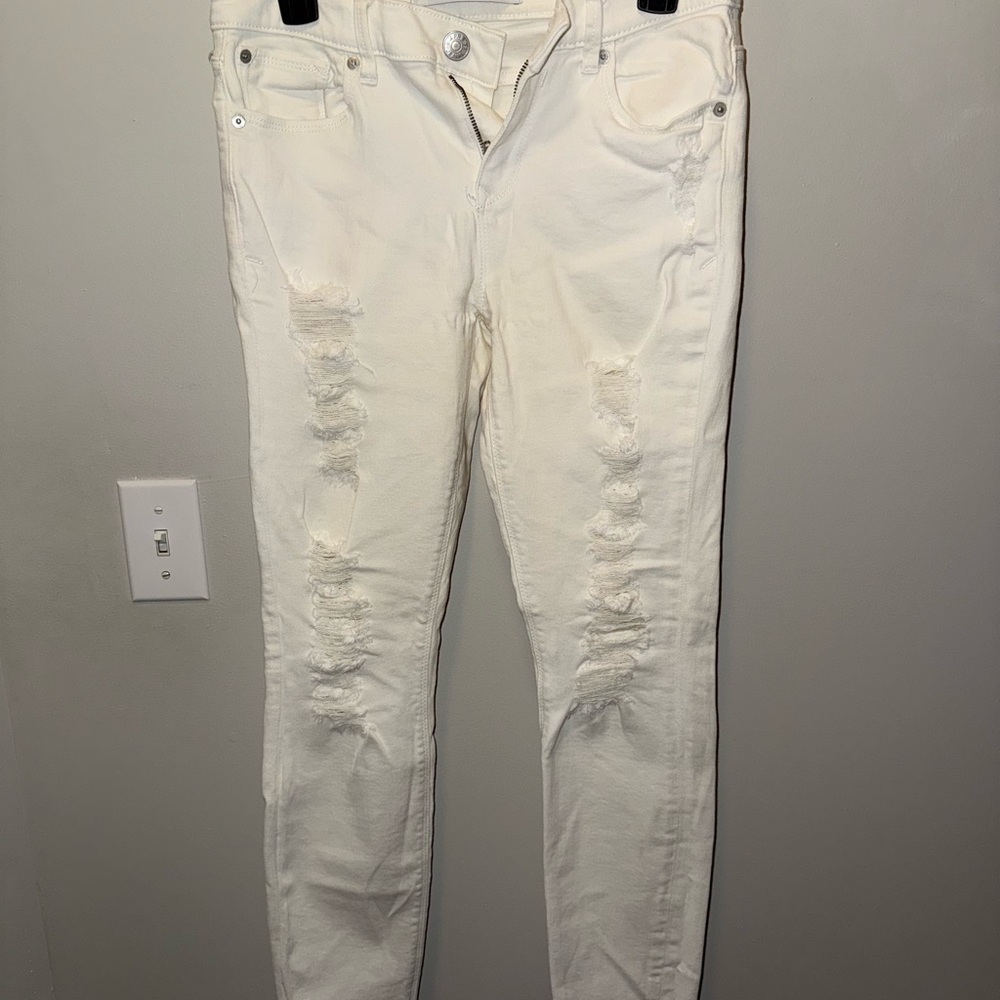 Express Cream Mid-Rise Jeggings